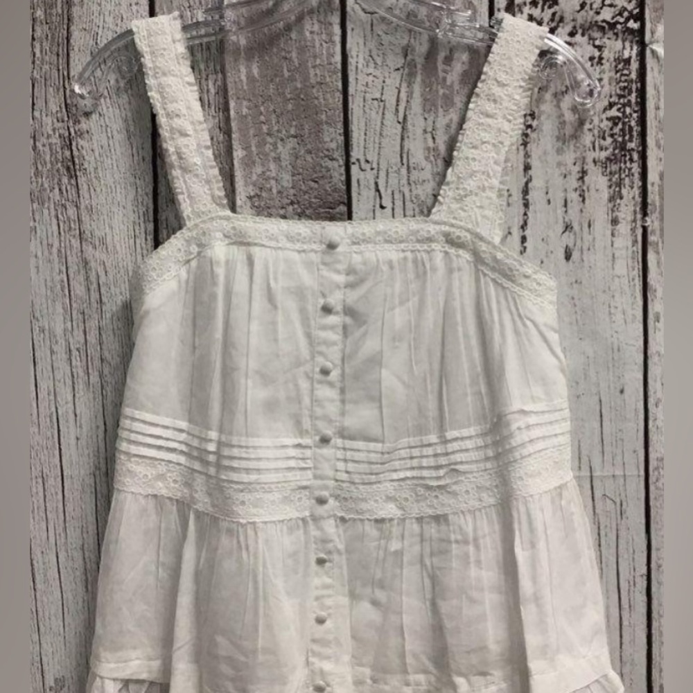 NWOT Aqua white boho flowy tank  top - Picture 2 of 3